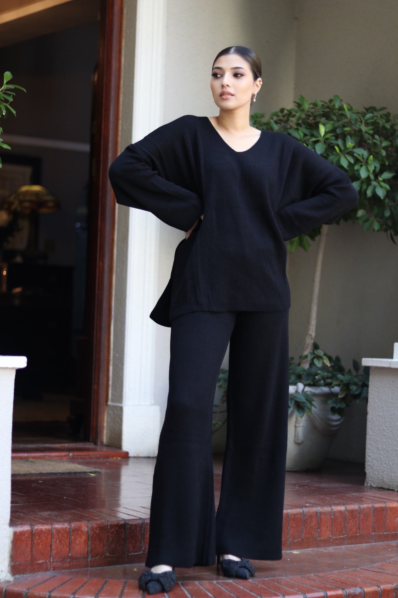 Black knit Loungewear set