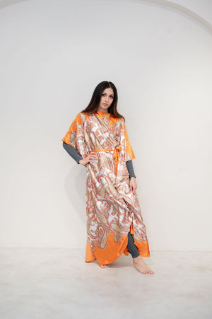 Orange satin kaftan