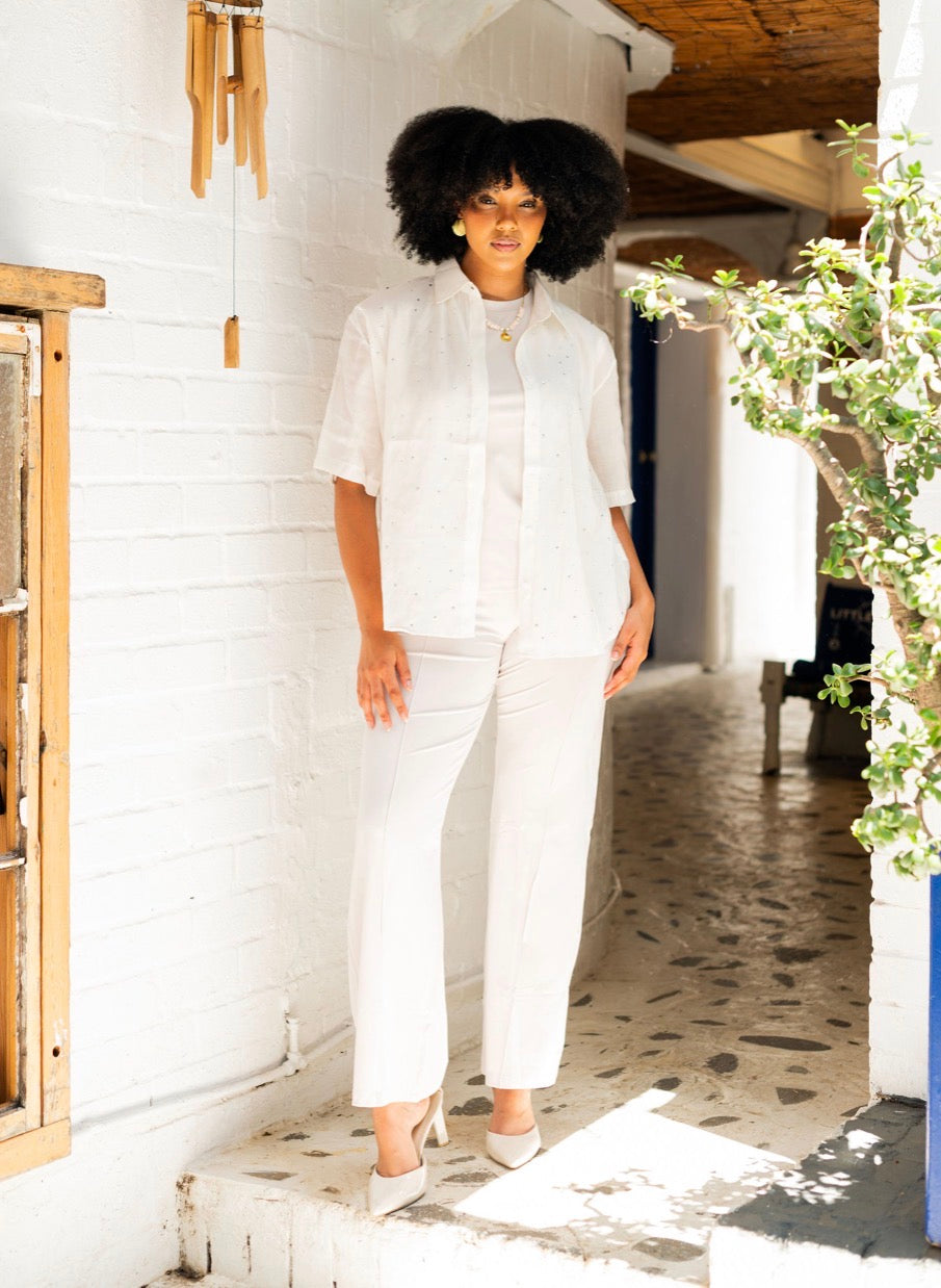 Beige Diamanté Blouse