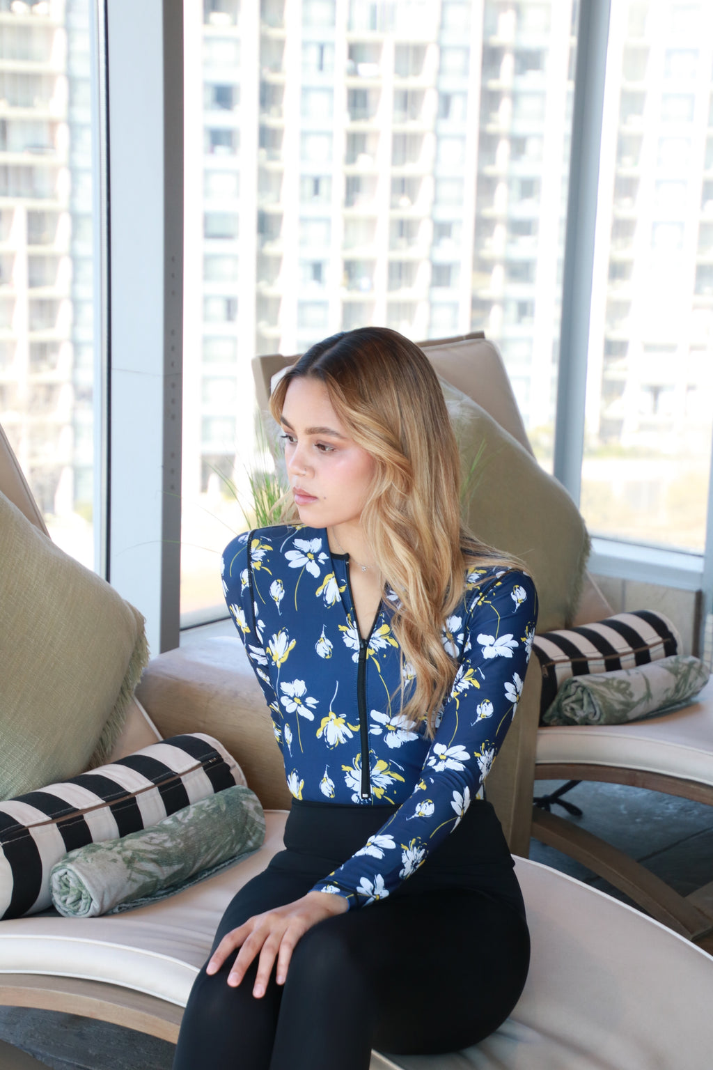 Navy and Yellow Floral Bodysuit