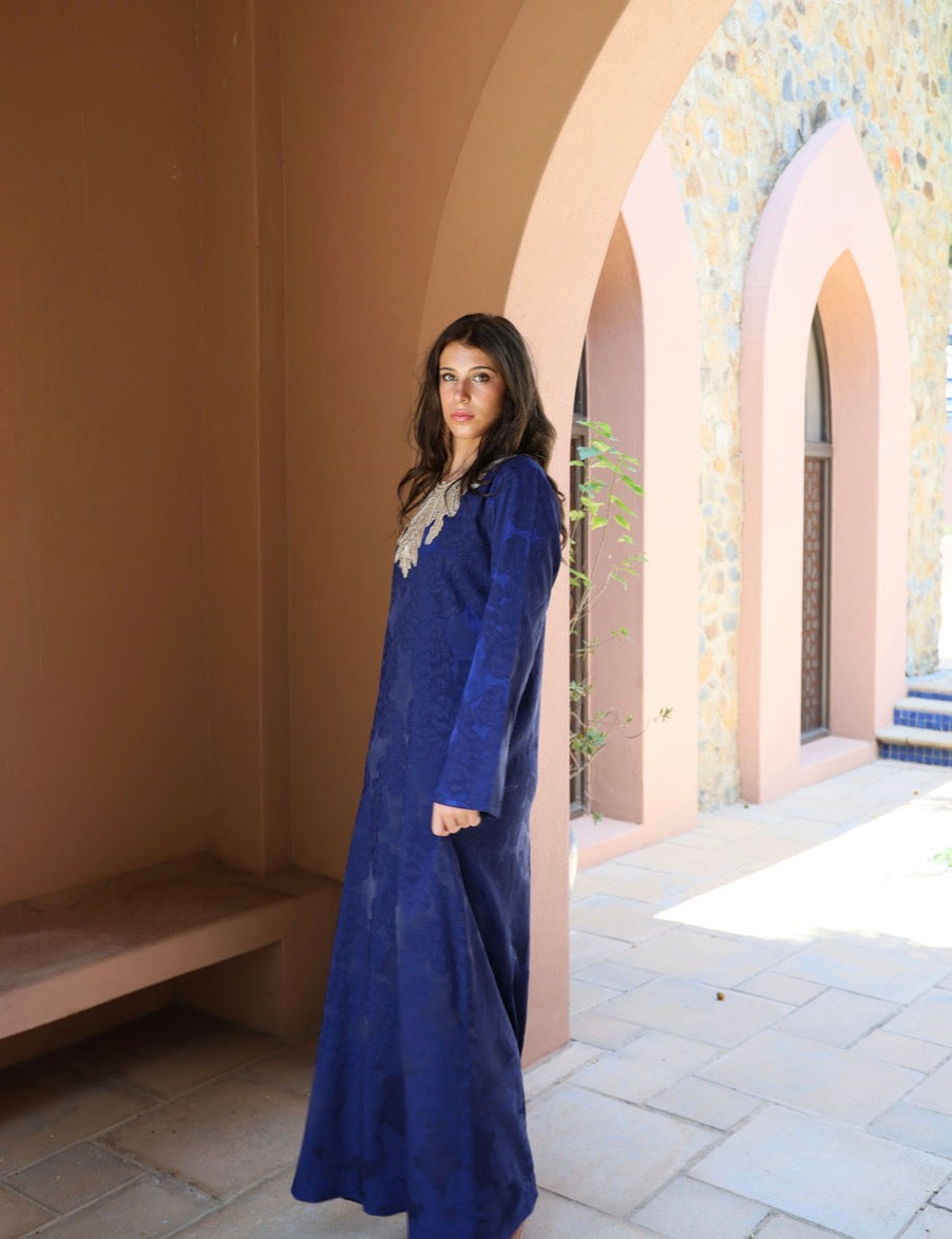 Navy and Gold Front Beaded Mukhawar