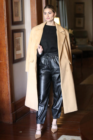 Warm Melton Coat Camel