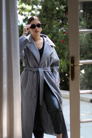 Long Trench Coat - dark grey