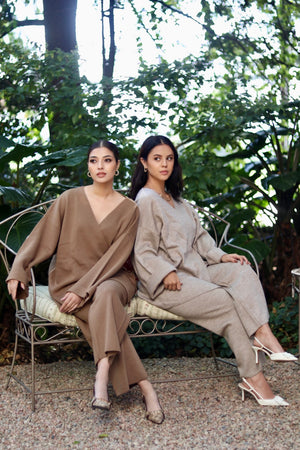 Wrap Top Loungewear Taupe