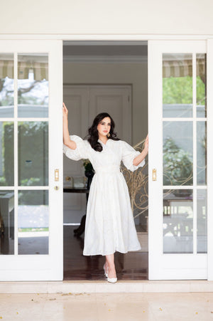 White Dress with Cream Flowers