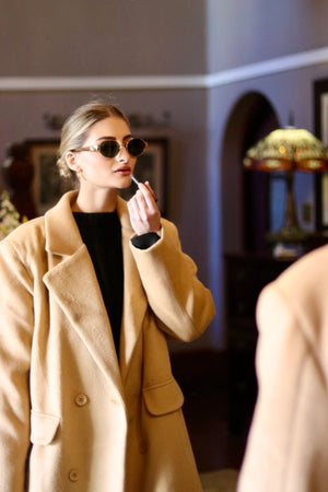 Warm Melton Coat Camel