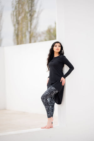 High Low with Black Leaf Legging