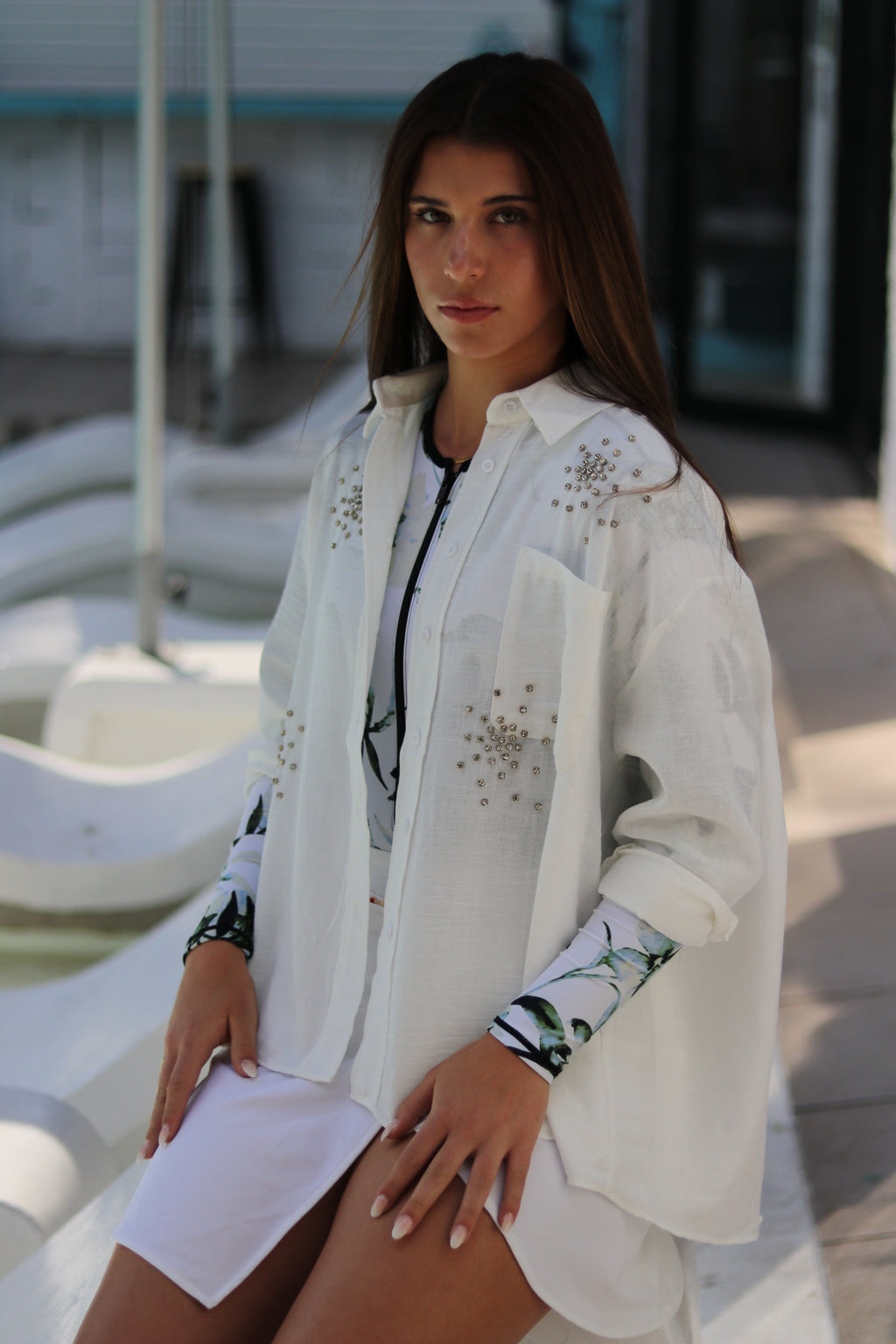 White Bedazzled Shirt