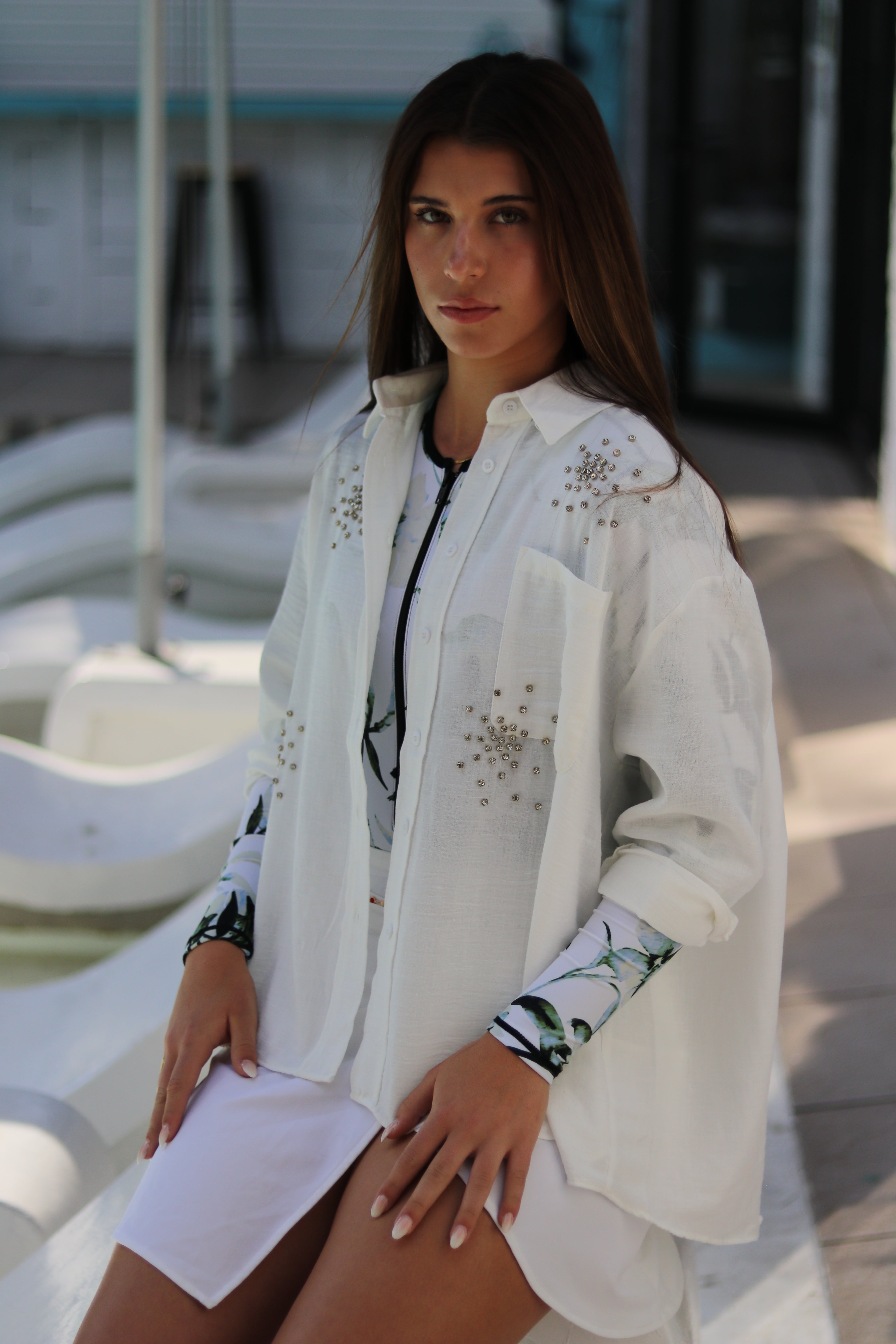 White Bedazzled Shirt