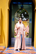 Pleated sleeve abaya, peach tone