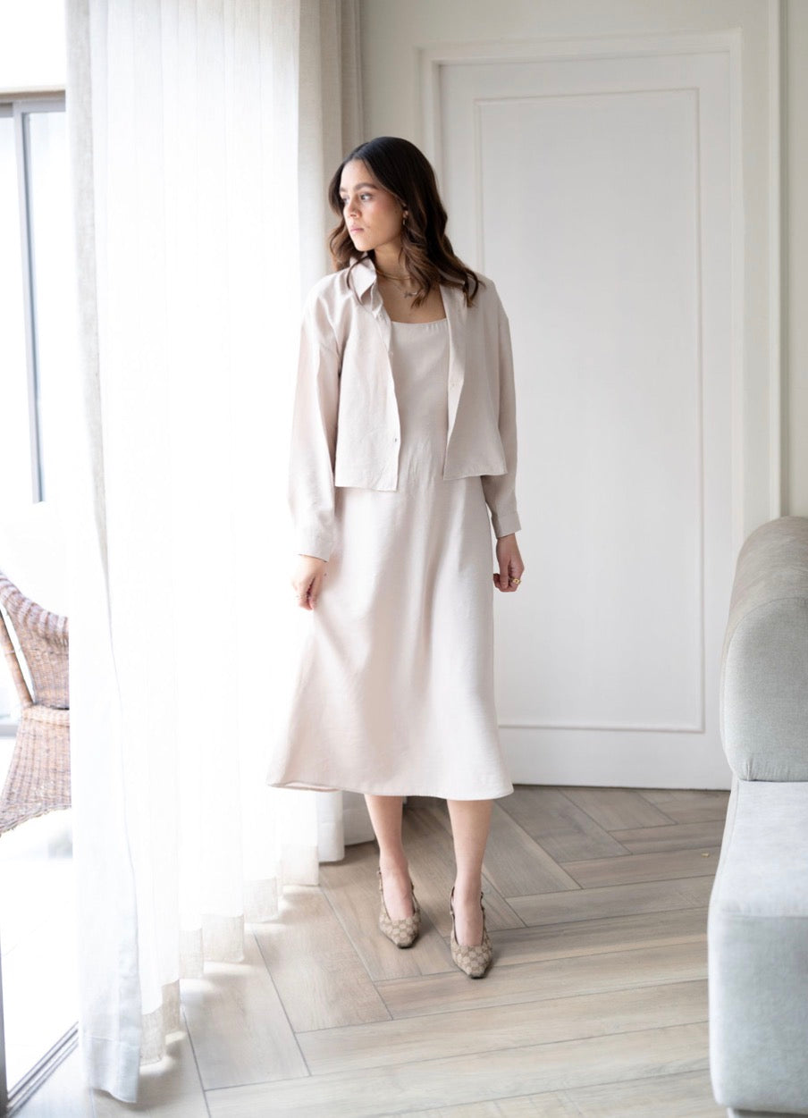 Beige Dress with Top