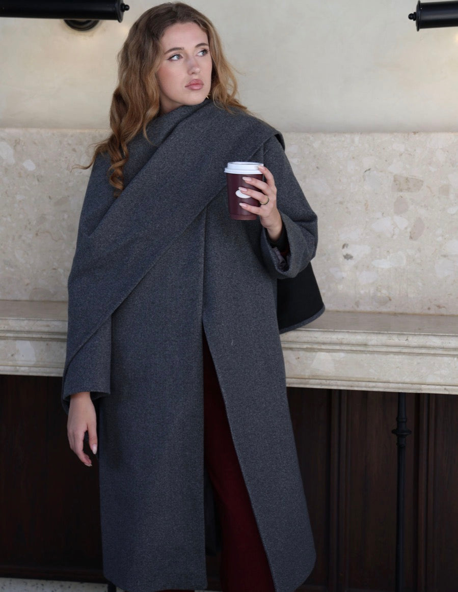 Heather Grey Wrap Coat