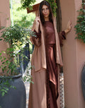 Brown Scarf with Brown Detailed Lace