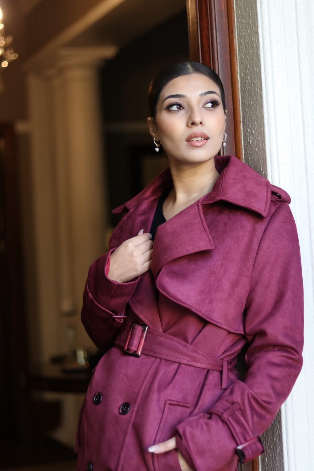 Suede Coat Burgundy
