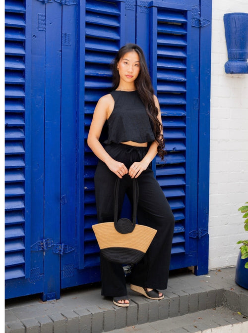 Black Bubble Crop Co-Ord