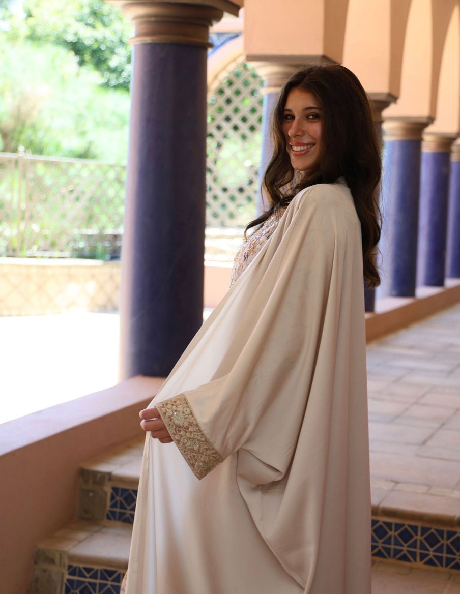 Beige Mirrored Sleeve Abaya