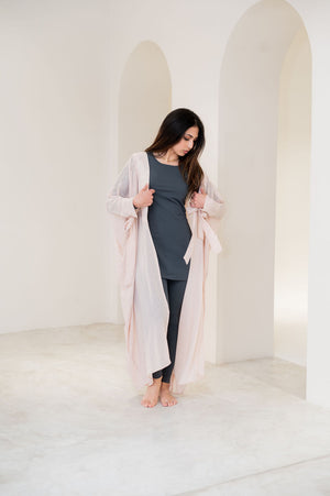 Nude metallic kaftan