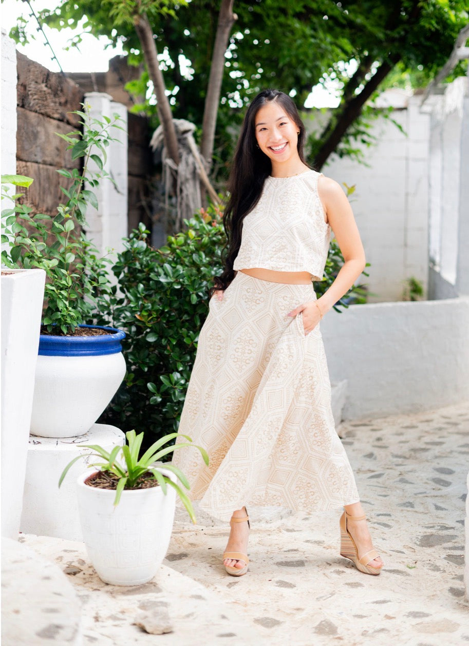 Embossed Top with Skirt