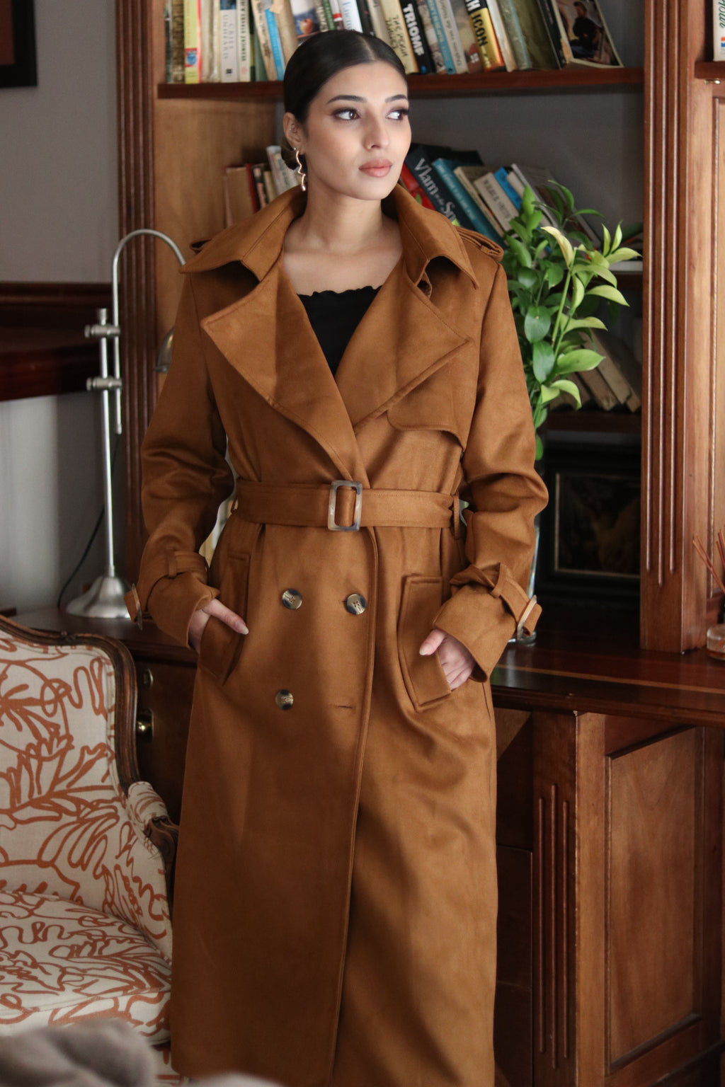 Suede Coat Tan