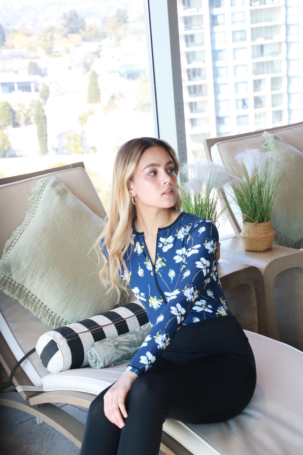 Navy and Yellow Floral Bodysuit