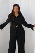 Black Tie-Up Broiche Co Ord