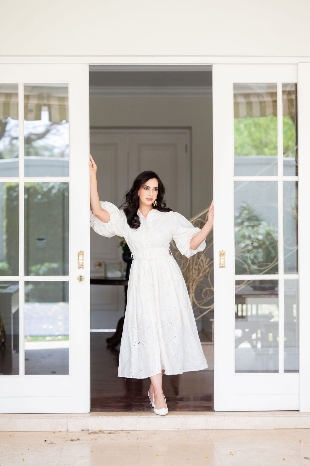 White Dress with Cream Flowers