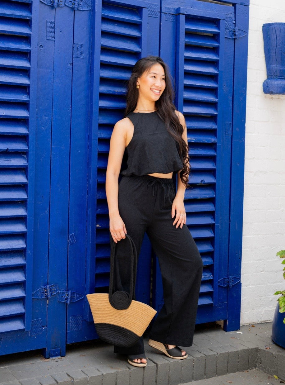 Black Bubble Crop Co-Ord