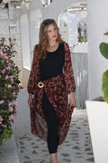 Botanical Burgundy Long Bubble Sleeve with Sarong