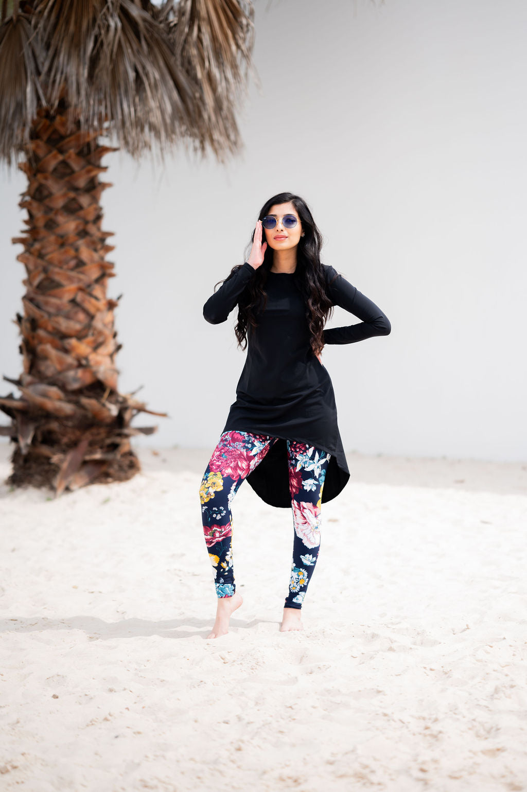 High Low with Dark Floral Legging