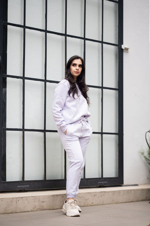 Purple and best sale white tracksuit