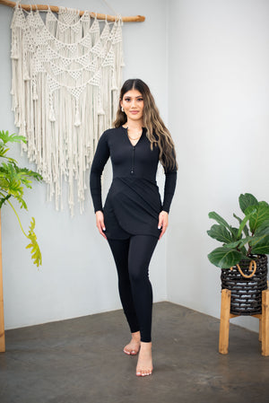 Bodysuit Dress with Black Legging